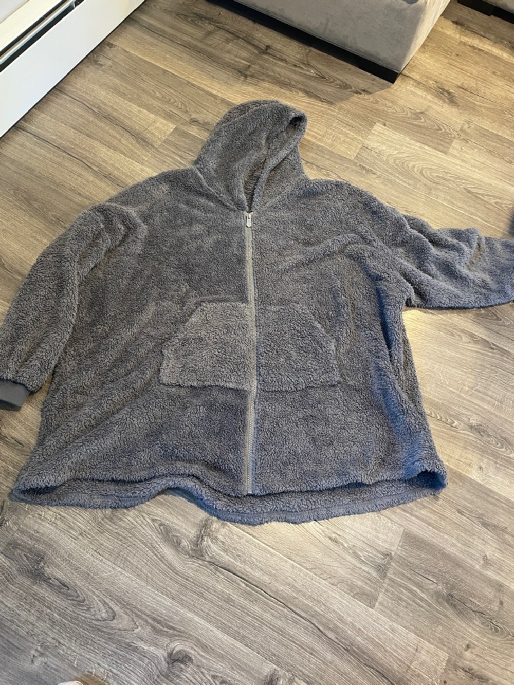 Cozy Gray Sherpa Zip Snuggly